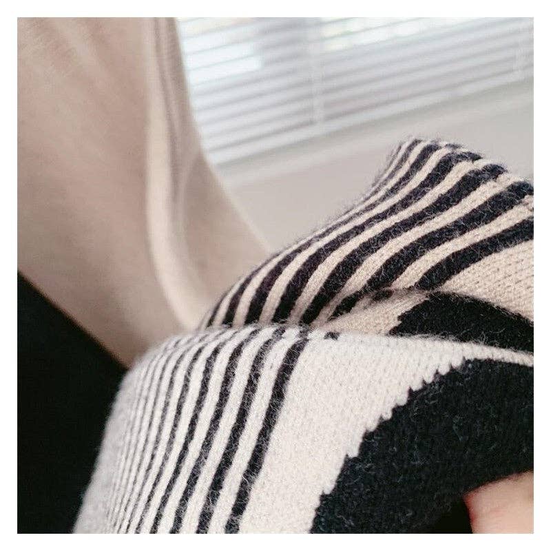 Knit Midi Skirt With Polka Dot Stripes