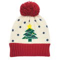 Holiday Treen Pattern Beanie Hat w Yarn Pom