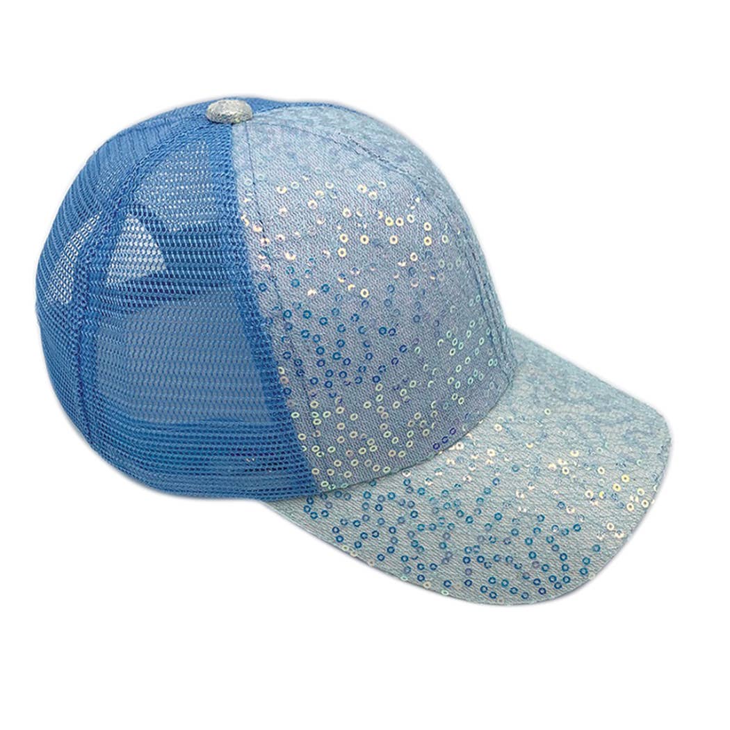 Sequin Leopard Baseball Cap with Meshed Back