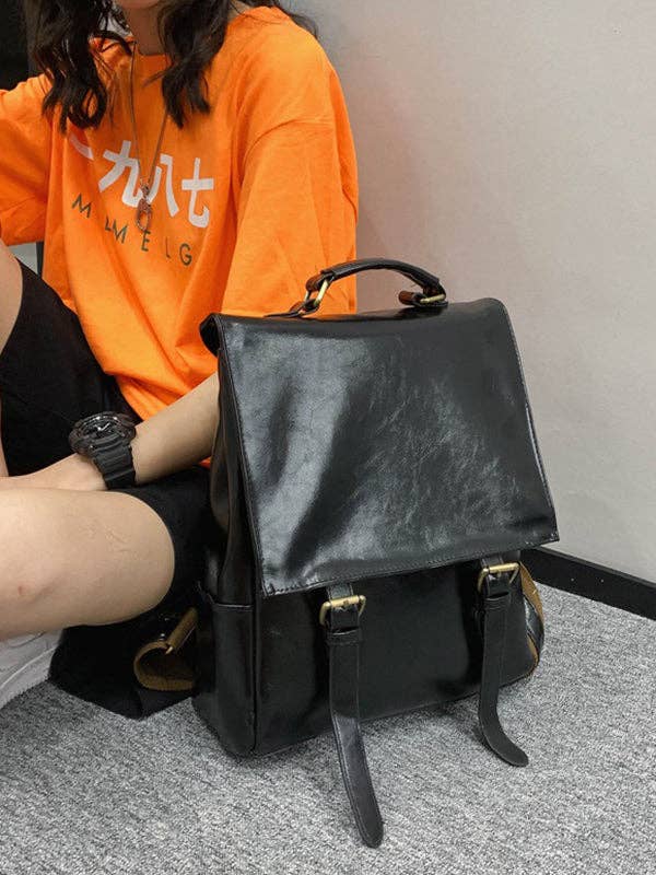 Simple Vintage Solid Color Backpack