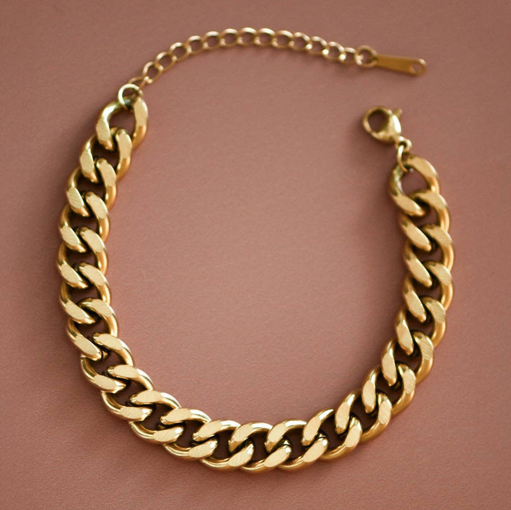 18K Gold Plated Waterproof Stainless Steel Chain Bracelet - 7437
