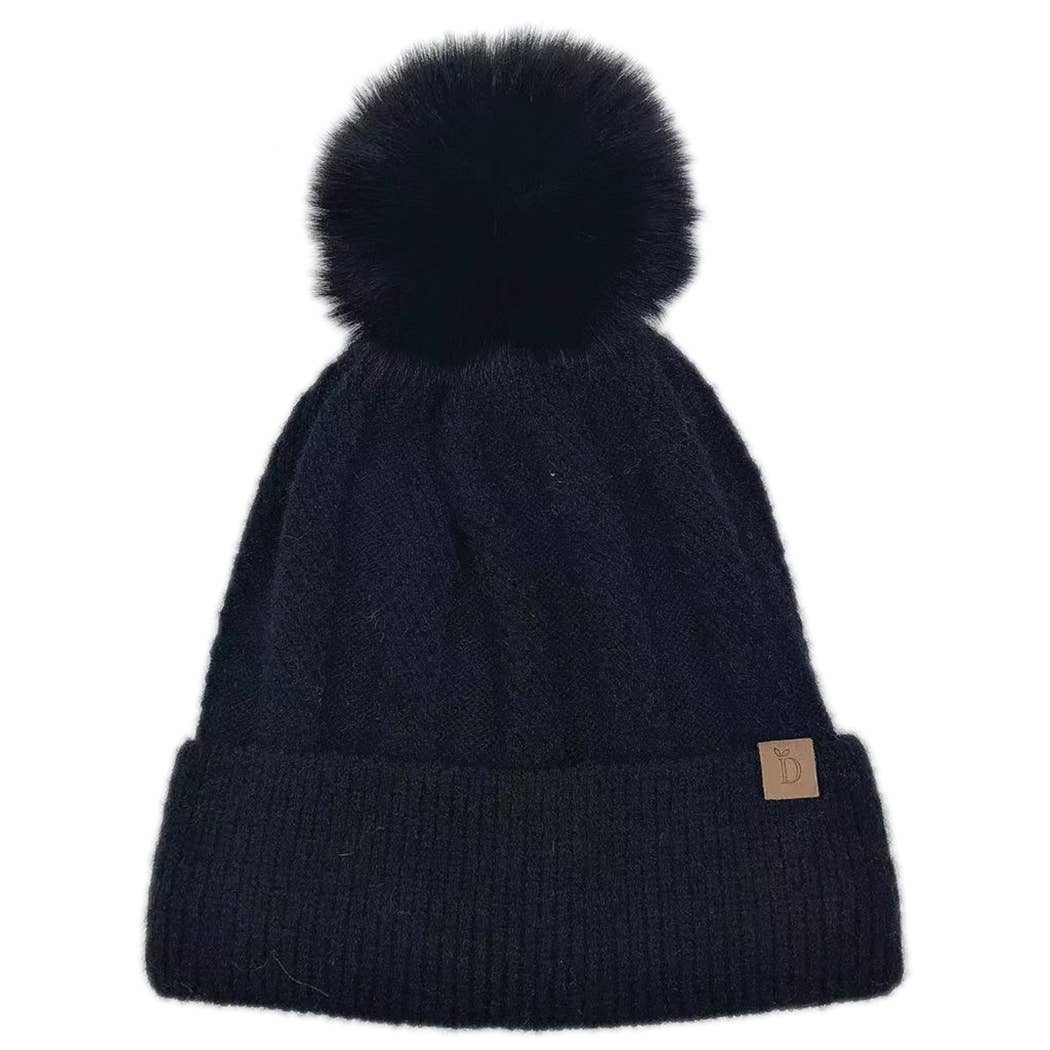 Knitted Beanie with Pom-pom