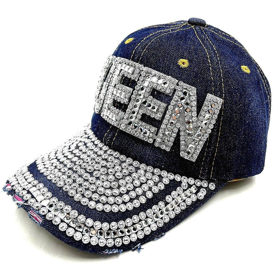 Bold Queen Rhinestone Cap Hat