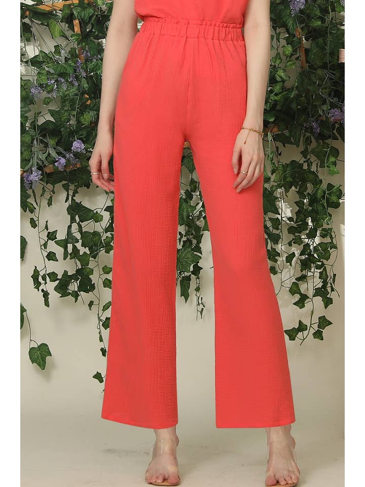 BANDED SMOCKING LONG PANTS