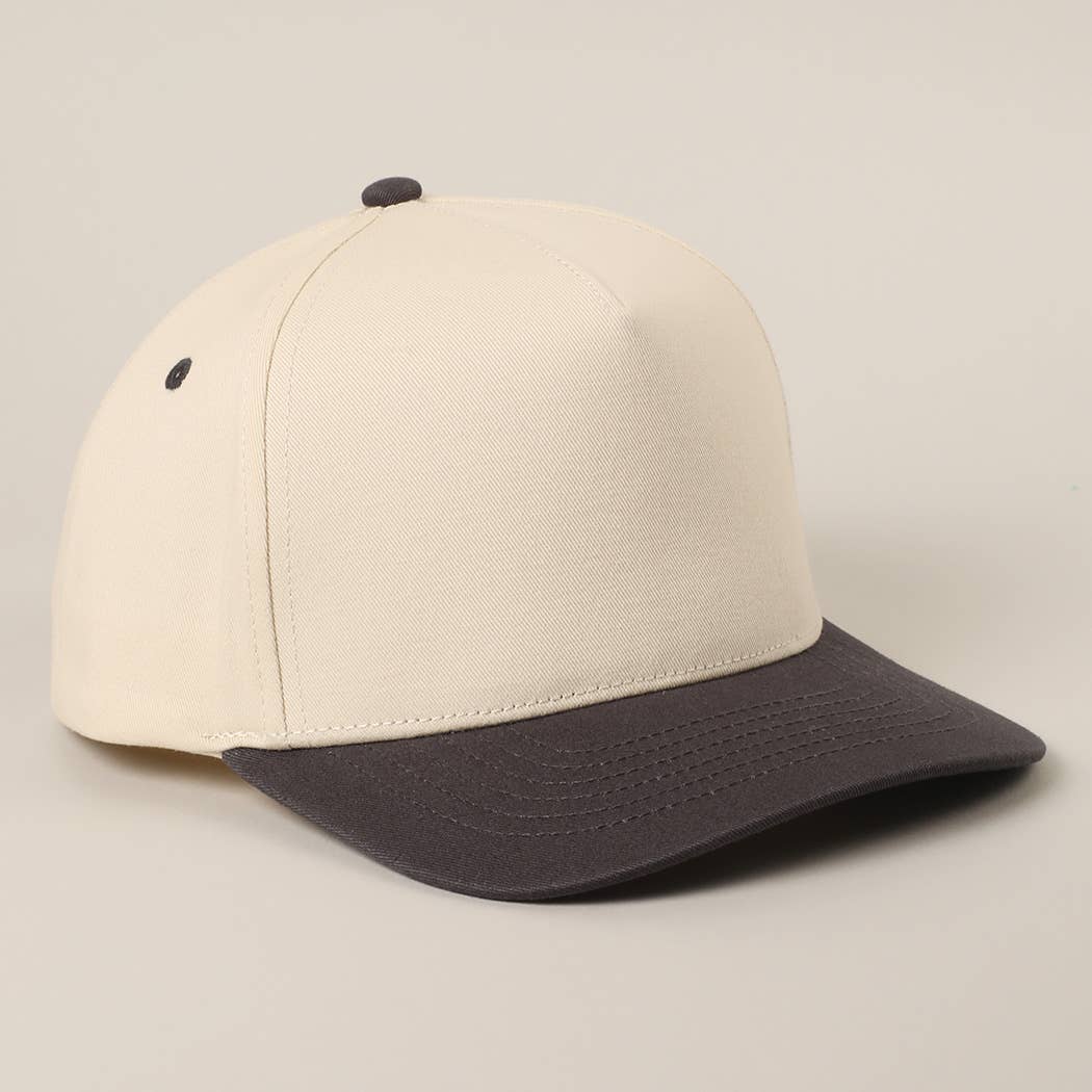 Solid Two-Tone Cotton 5 Panels Baseball Cap