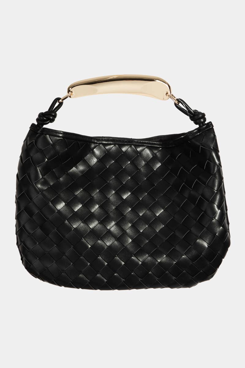 Faux Leather Basket Weave Handbag