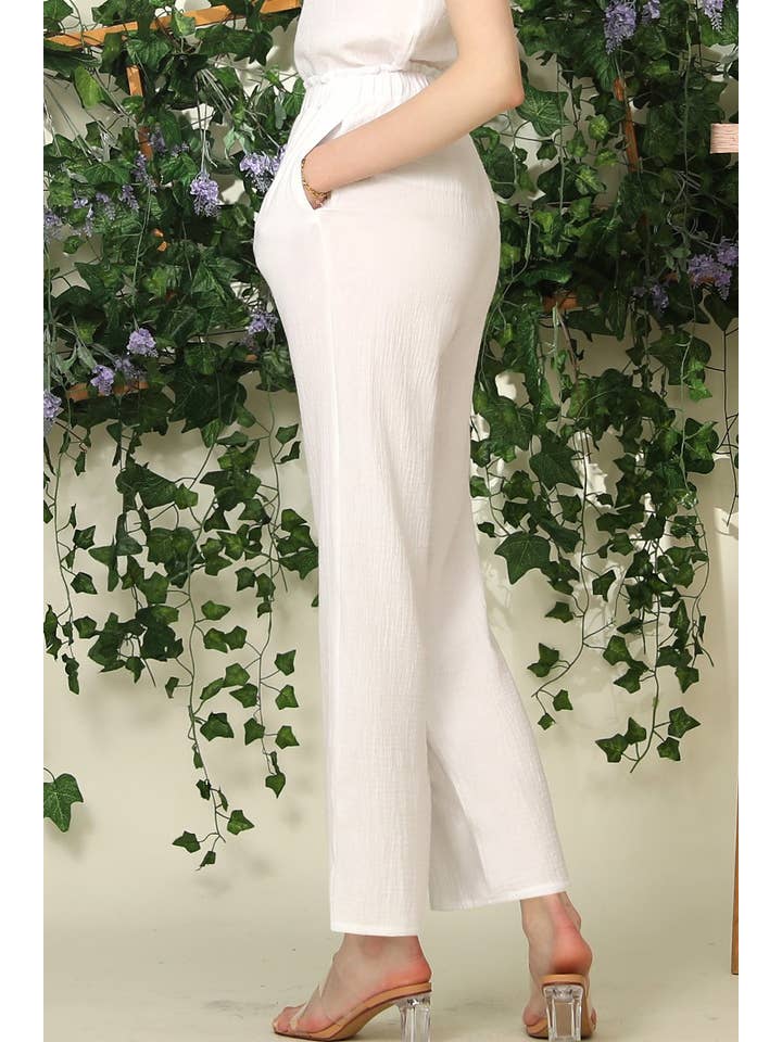 BANDED SMOCKING LONG PANTS