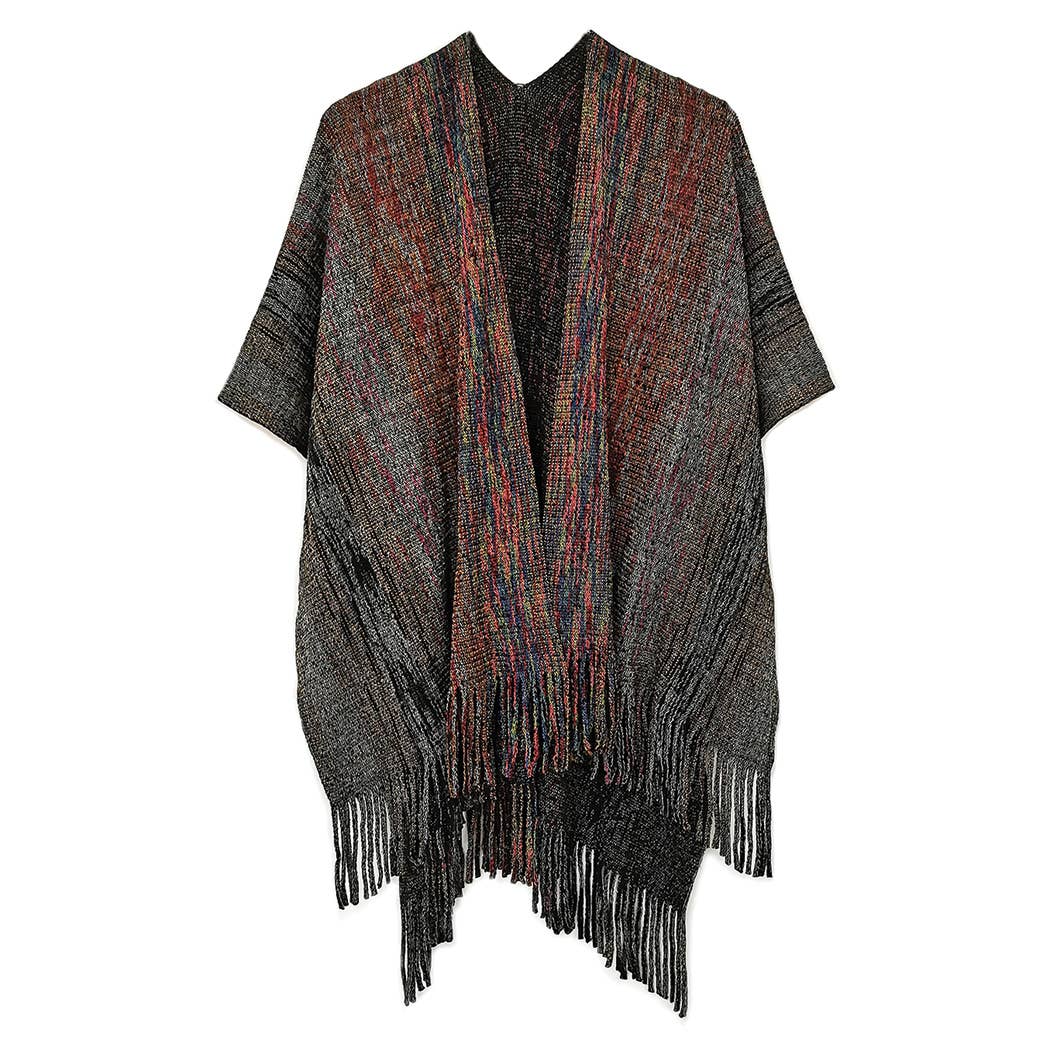Multicolor Metallic Knit Ruana