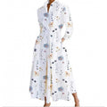 Stylish Printed Polo Neck Loose Fit Midi Dress