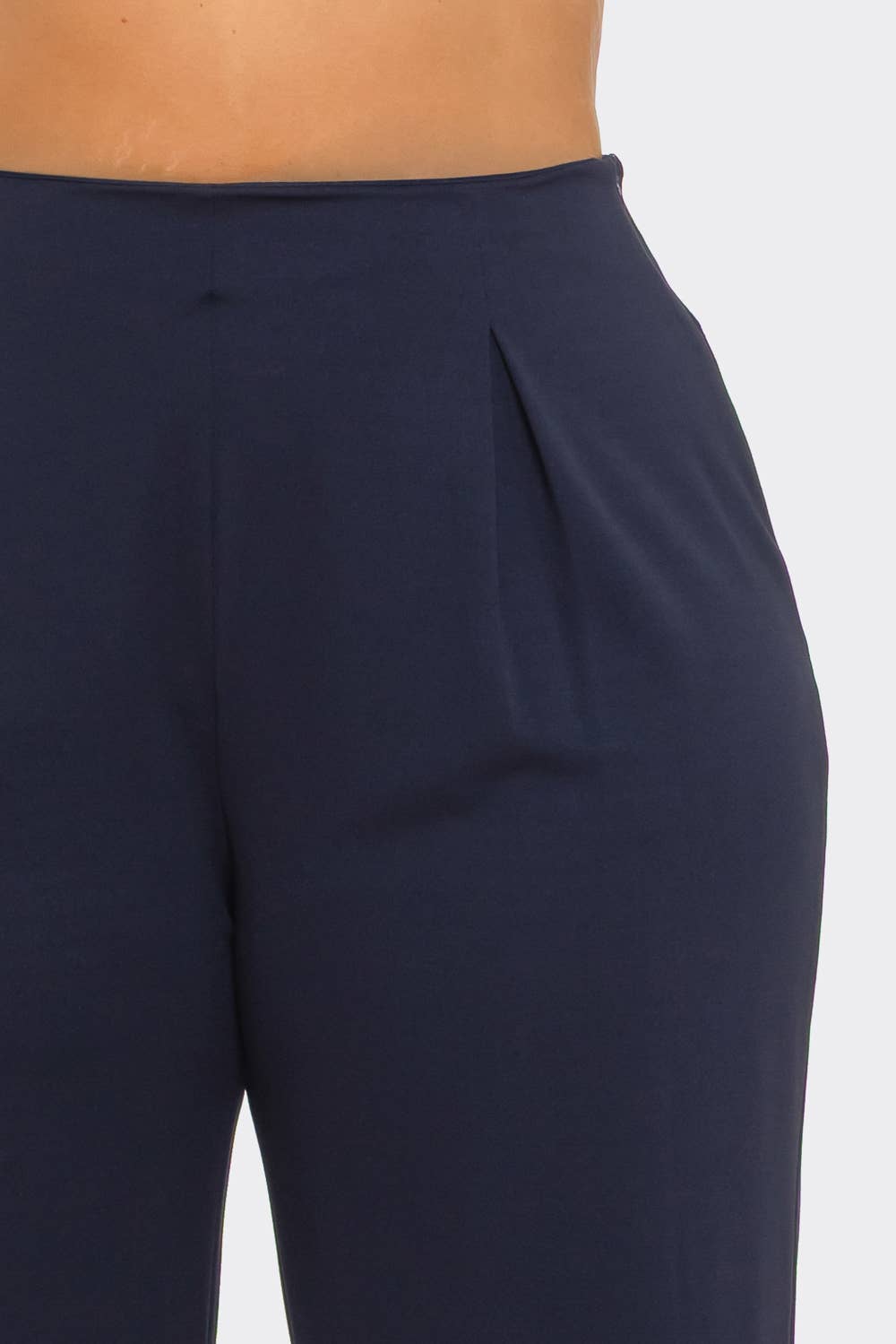 Plus Size Front Pleated Side Zipper Wide Leg Pants