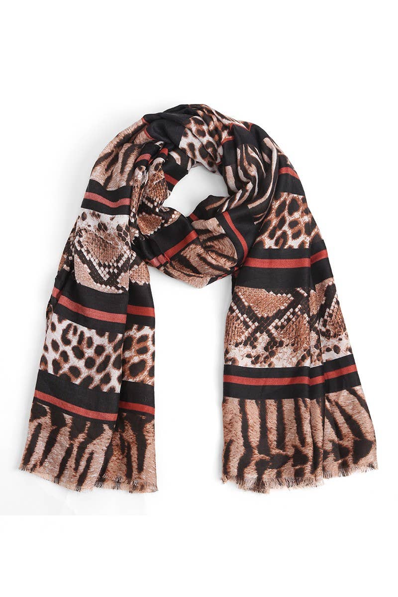 Women's Mixed Animal Print Oblong Scarf
