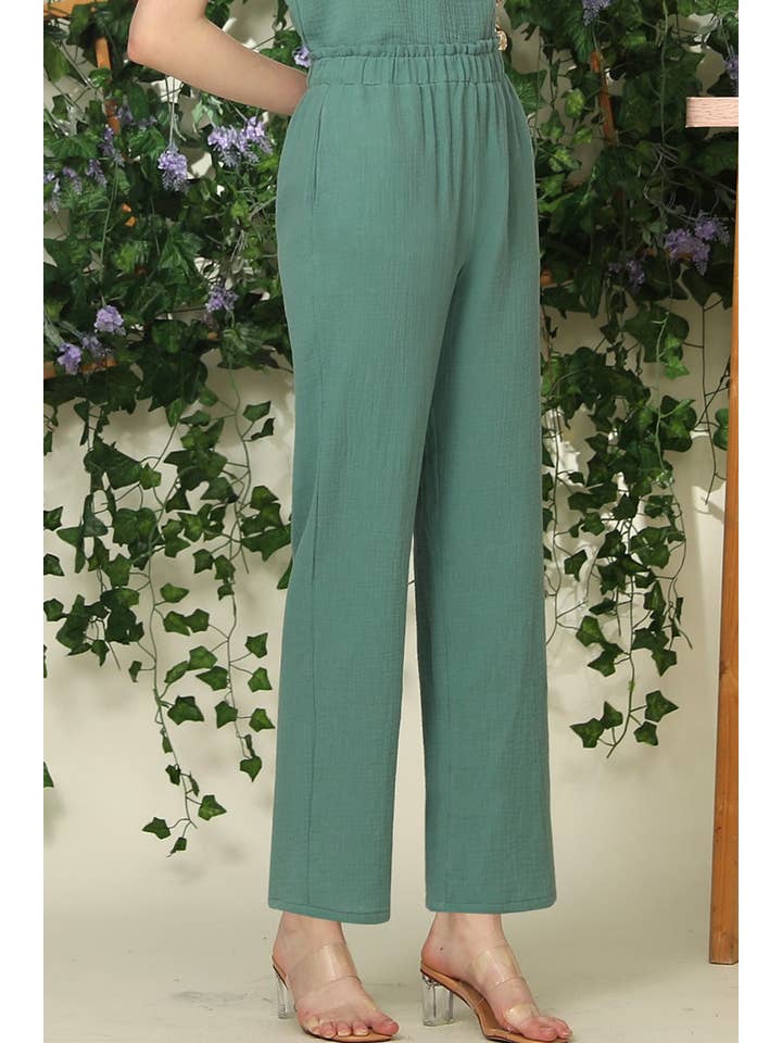 BANDED SMOCKING LONG PANTS