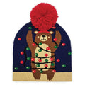 Holiday Bear Print Knit Beanie Hat