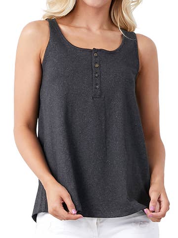 BASIC LOOSE FIT TANK TOP WITH BUTTON
