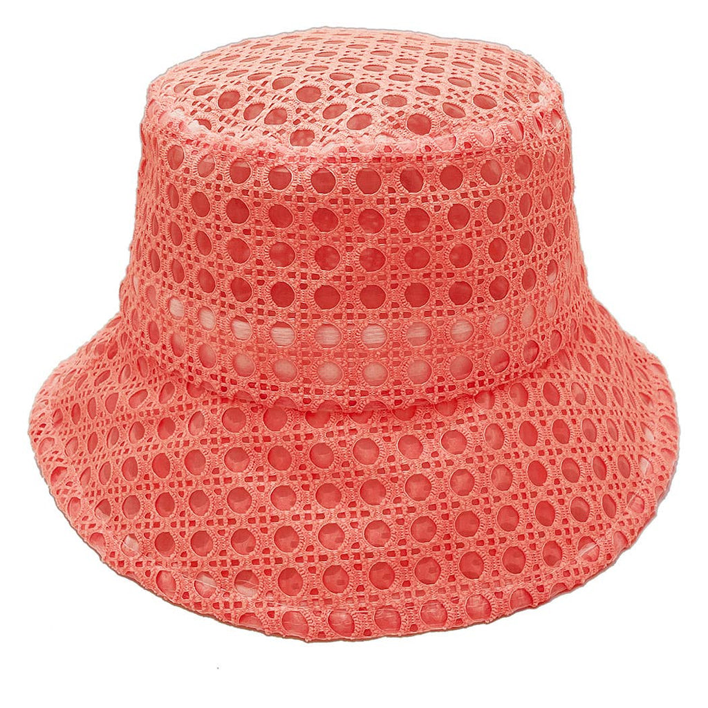 Solid Mesh Eyelet Bucket Hat