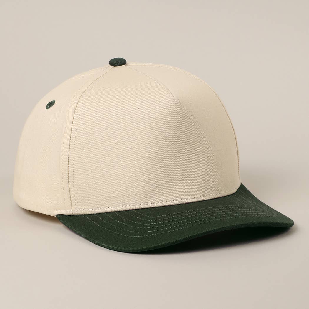 Solid Two-Tone Cotton 5 Panels Baseball Cap