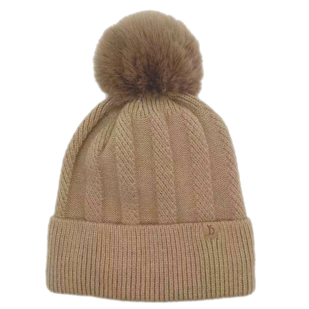 Knitted Beanie with Pom-pom