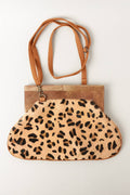 Leopard Print Wooden Frame Clutch Bag