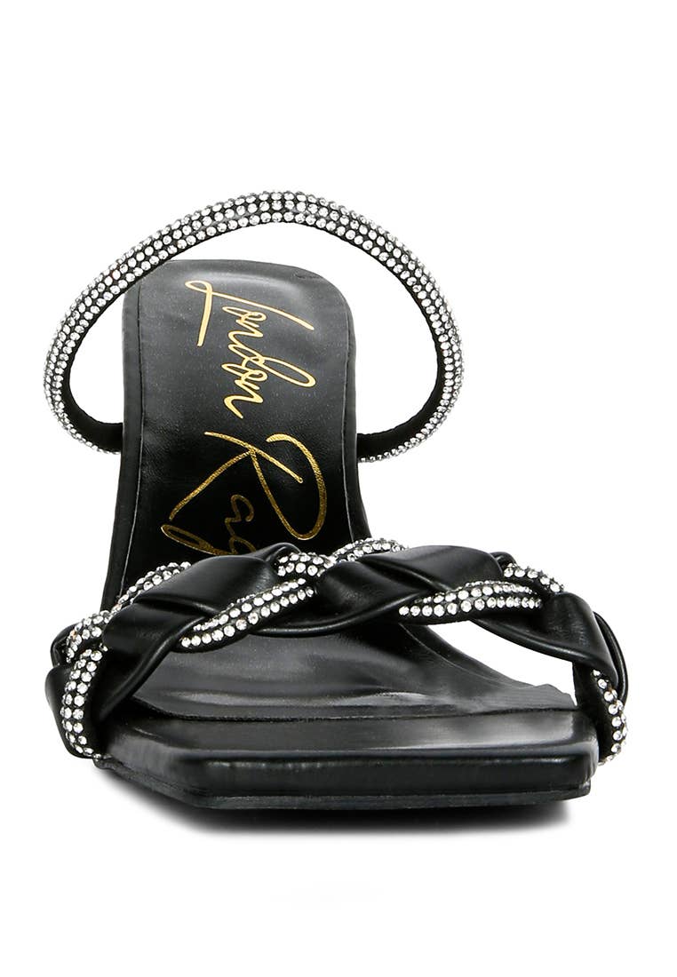 Big Plan Diamante Detail Mid Heel Sandals