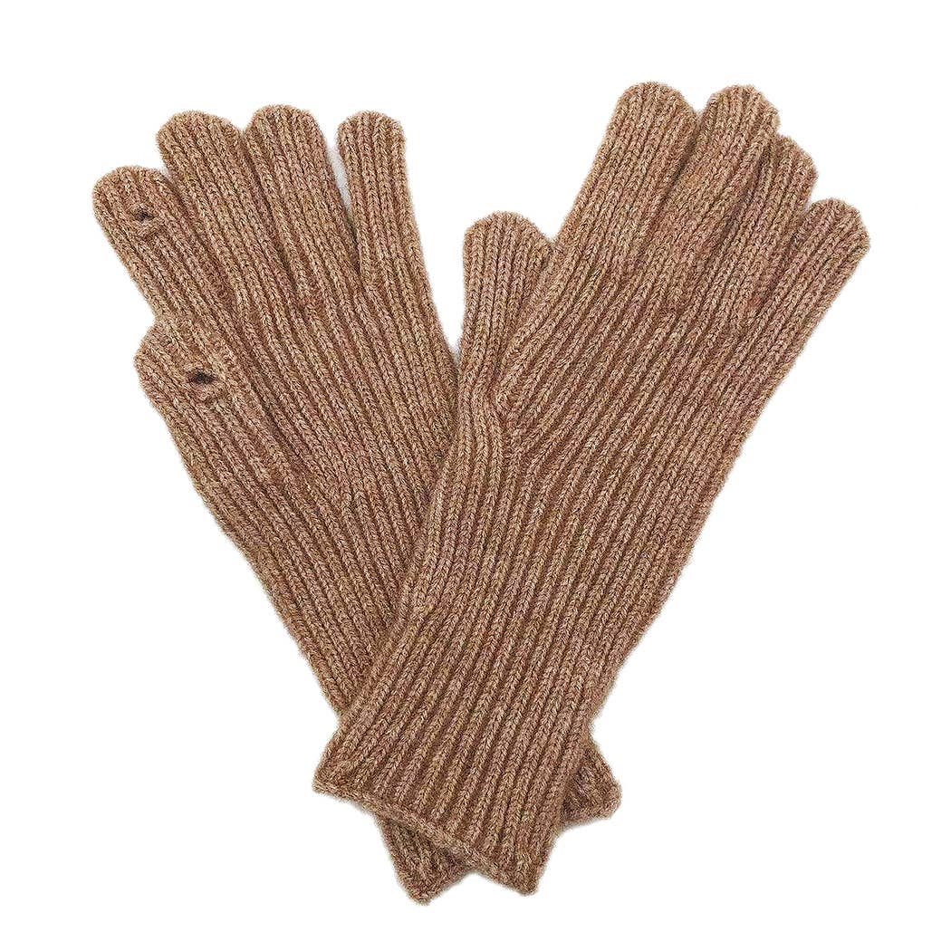 Solid Ribbed Knit Gloves