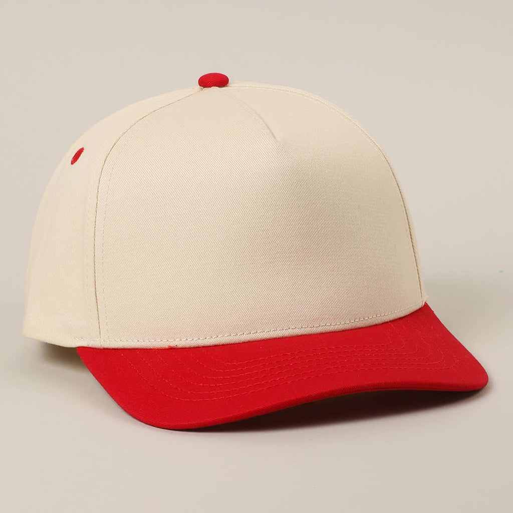 Solid Two-Tone Cotton 5 Panels Baseball Cap