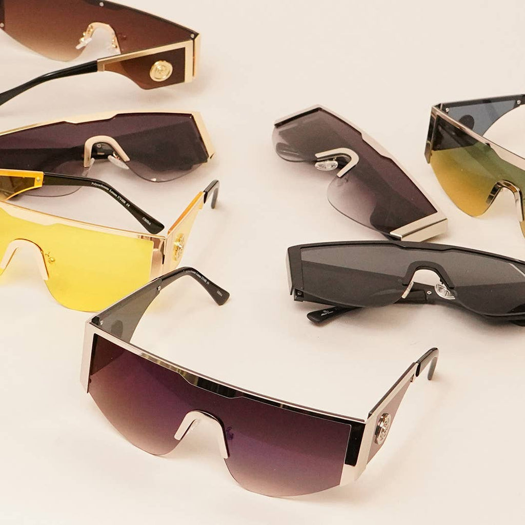 Assorted Acetate Shield Fashion Sunglasses