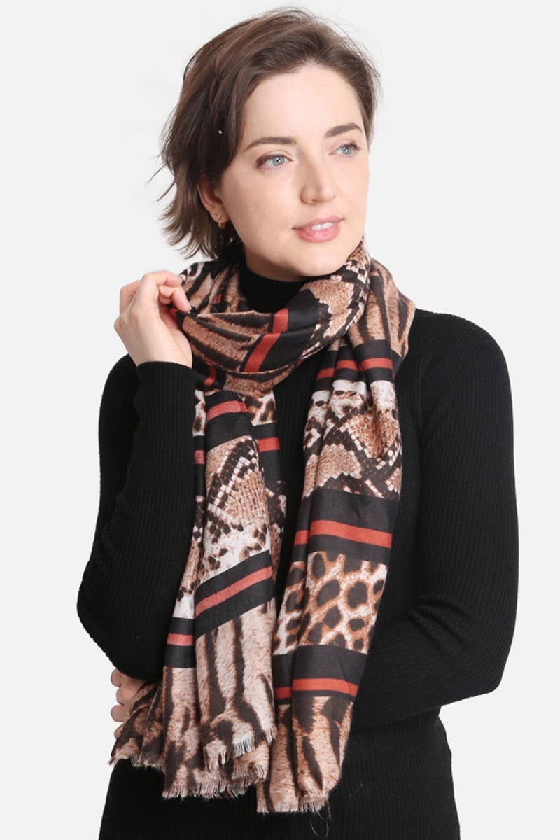 Women's Mixed Animal Print Oblong Scarf