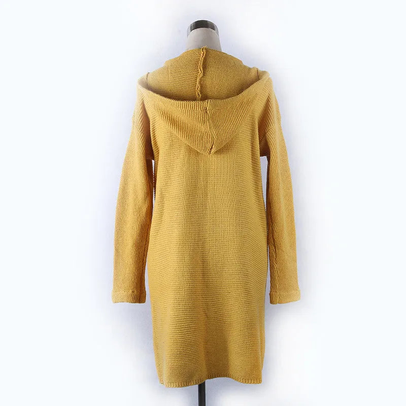 Knit Hooded Long Coat Sweater