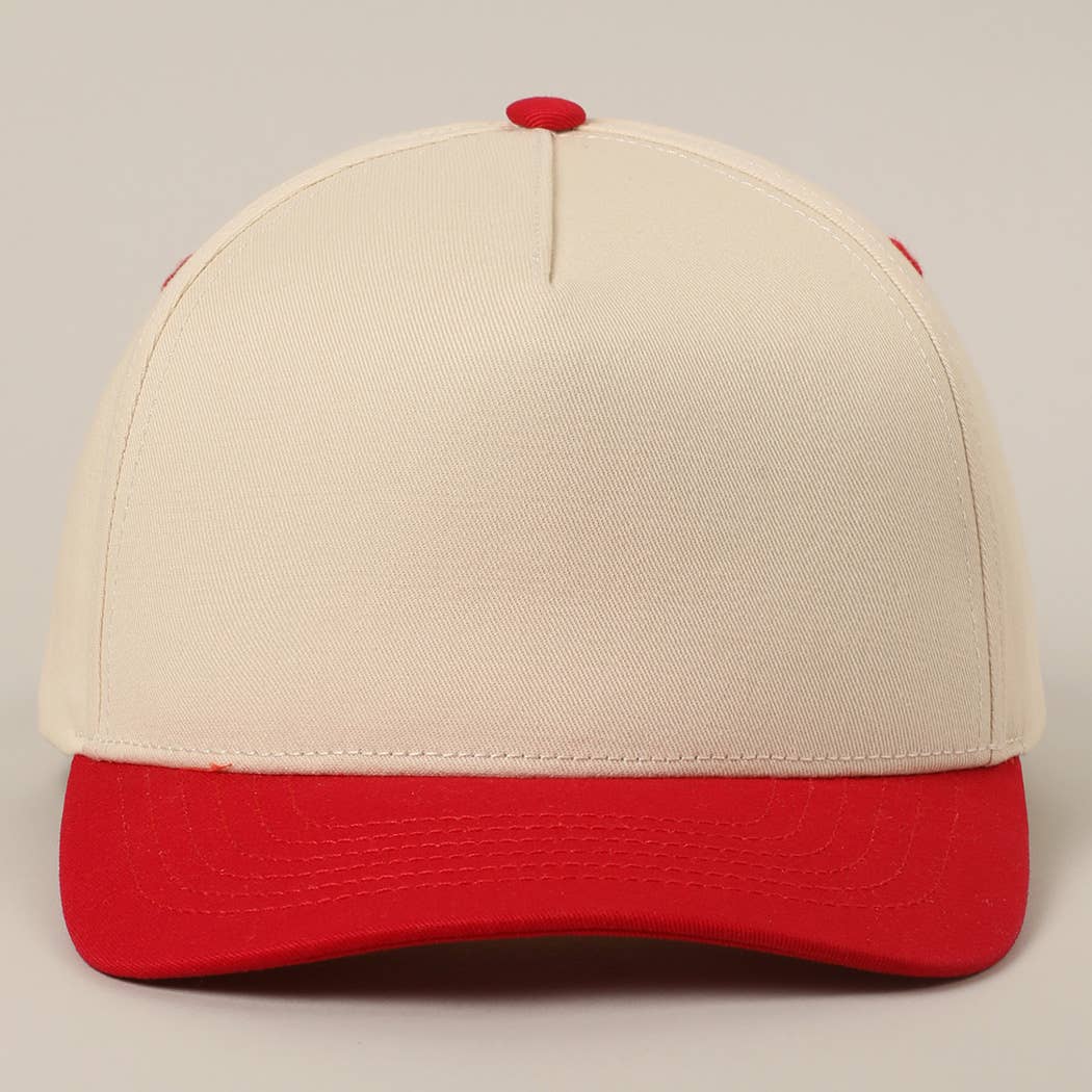 Solid Two-Tone Cotton 5 Panels Baseball Cap