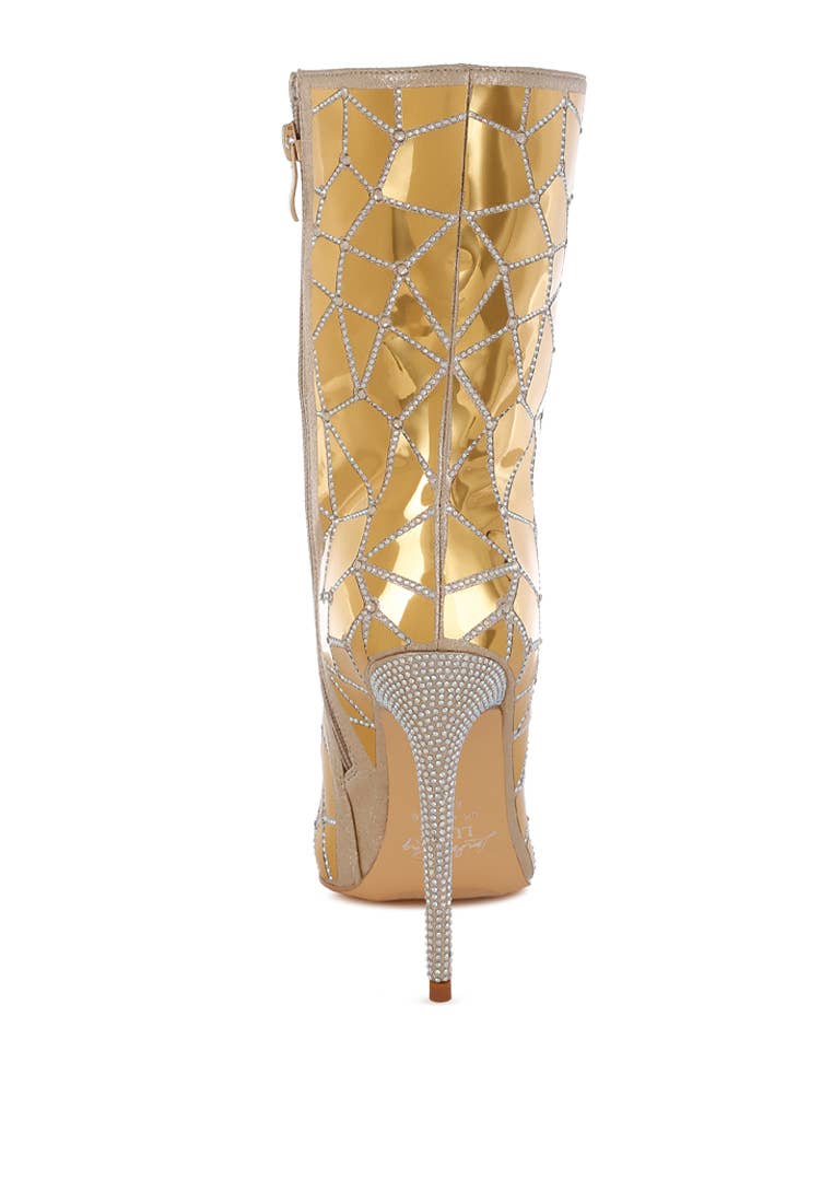 Echostage Rhinestones Embellished Metallic Boots (Copy)