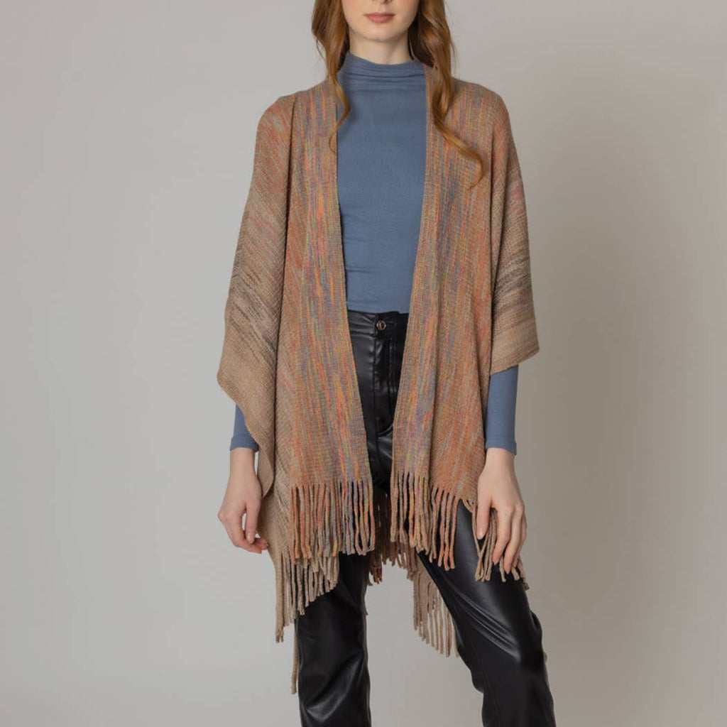 Multicolor Metallic Knit Ruana