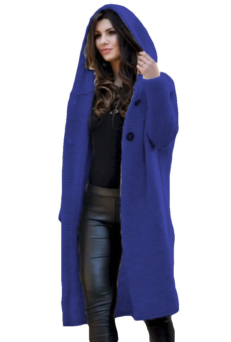Knit Hooded Long Coat Sweater